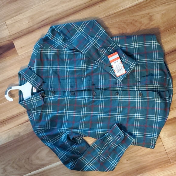 Cat and Jack long sleeve button-up green flannel M (8/10) - Picture 5 of 6